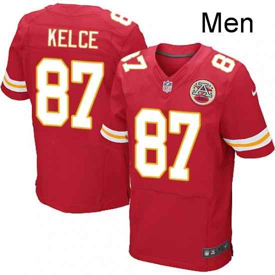 Men Nike Kansas City Chiefs 87 Travis Kelce Red Team Color Vapor Untouchable Elite Player NFL Jersey
